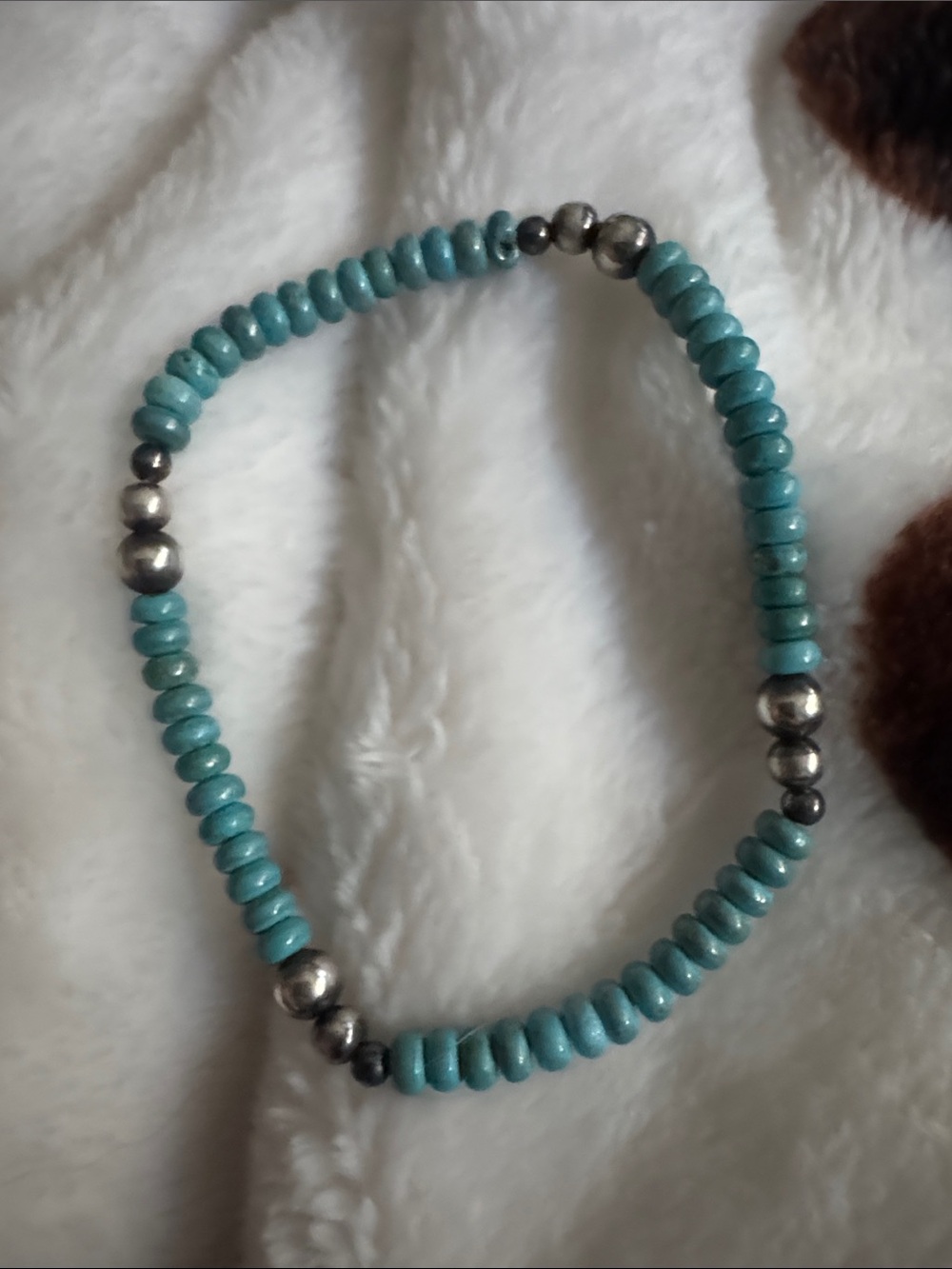 Turquoise and pearls Stretch Bracelet with Silver 925